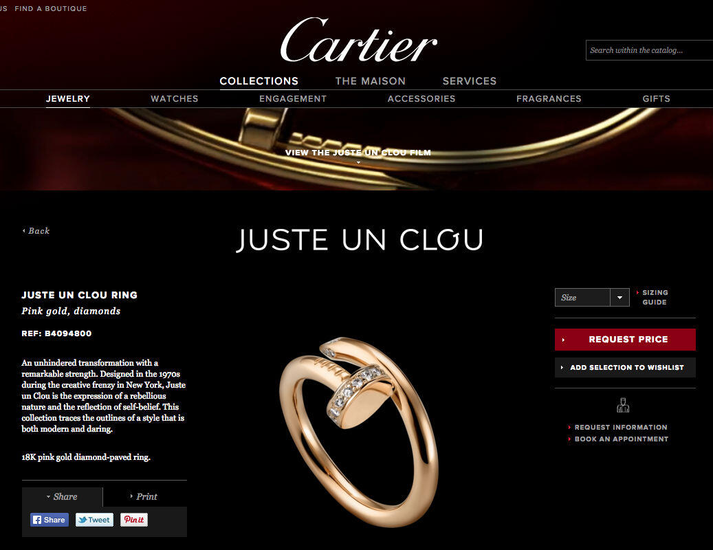 CINCIN CARTIER PAKU UKURAN 16-20mm ( YELLOW GOLD, WHITE GOLD, & ROSE GOLD).