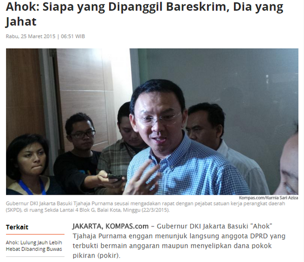 Lulung: Mestinya Ahok Jadi Tersangka!!!