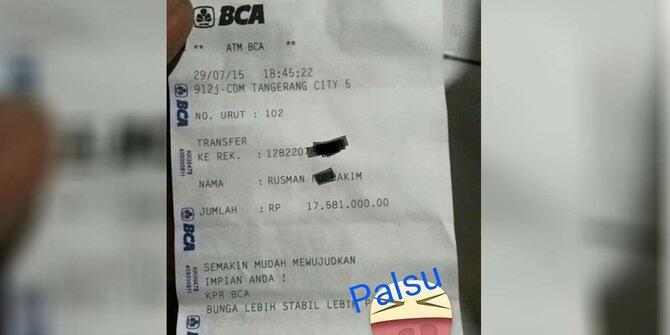 Awas! Ada modus penipuan bukti struk transfer palsu BCA.penipu makin berani beraksi