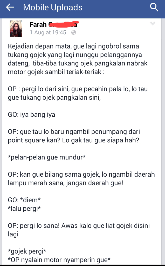 (serem) gojek dan penumpangnya mao di pecahin kepalanya ama ojek pangkalan