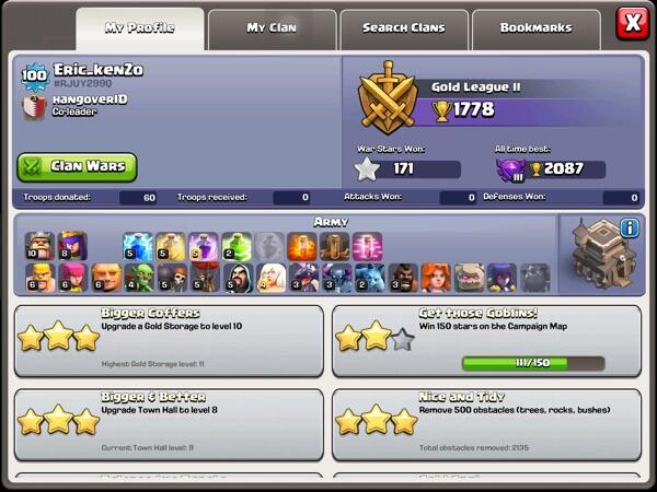 Jual id coc town hall 8 lvl 81