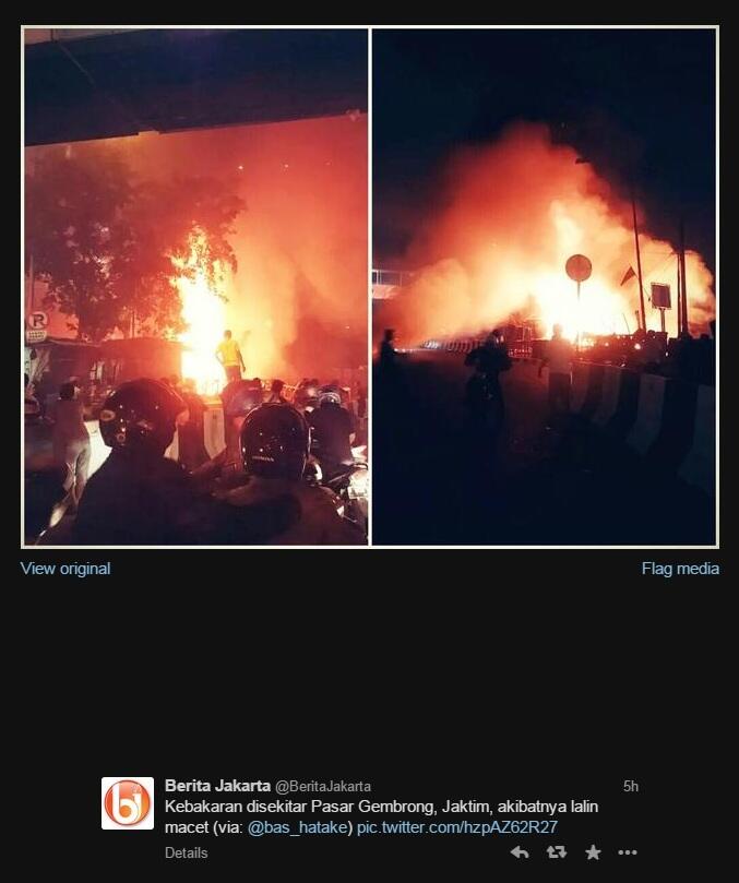 Kebakaran di Pasar Gembrong Jakarta Timur