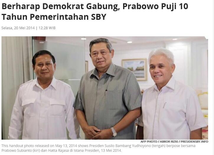 Prabowo Puji 10 Tahun Pemerintahan SBY