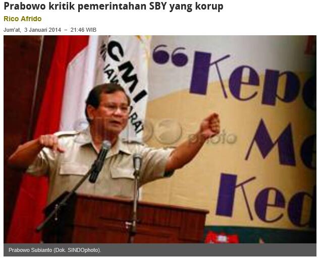 Prabowo Puji 10 Tahun Pemerintahan SBY