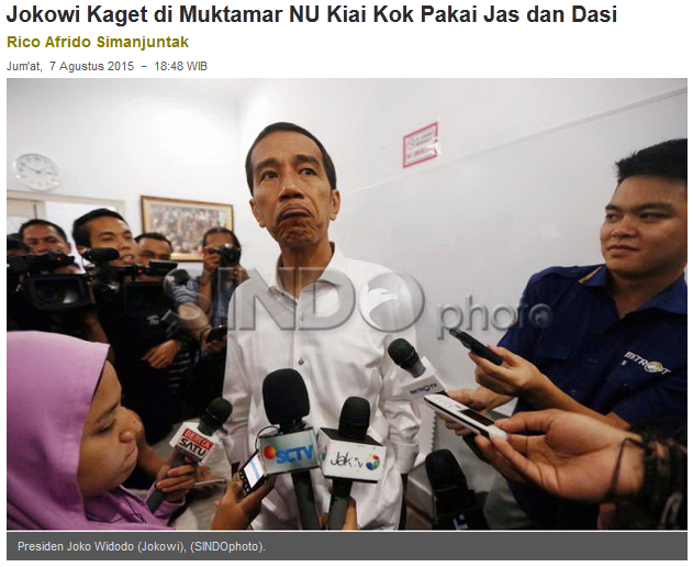 &#91;DIbuat Kaget Gan&#93; Jokowi Kaget di Muktamar NU Kiai Kok Pakai Jas dan Dasi 