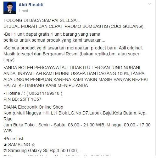 &#91;&#91;SHARE&#93;&#93; Hati-Hati Buat Agan Yang Suka Belanja Online Di FB