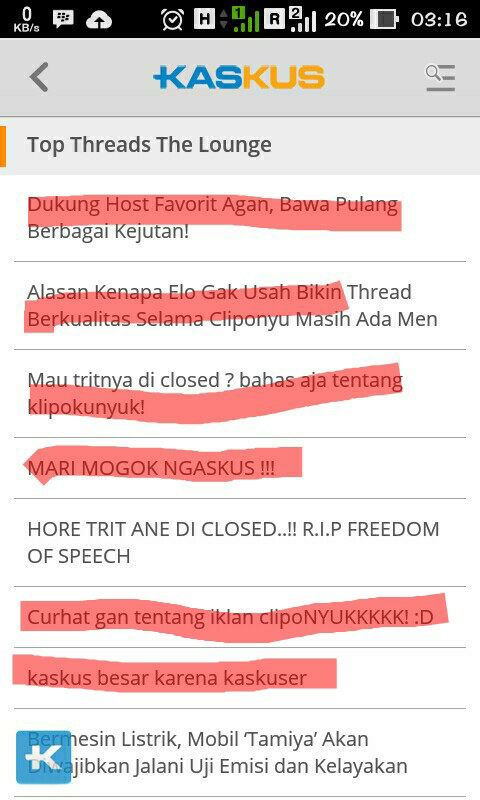Ini nih yang unik dari KASKUS, Top trit lounge isinya Klepon semua (Pict only)