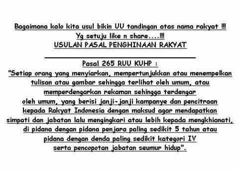 Ini Usulan 'Pasal Penghinaan Rakyat' Untuk Hentikan Tipu dan Janji Manis Kampaye