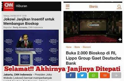 Jokowi Janjikan Insentif untuk Membangun Bioskop