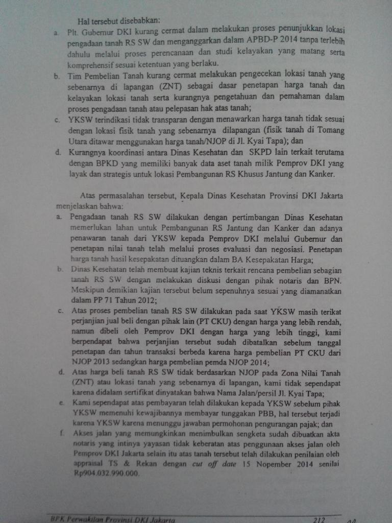 Ini 12 Temuan Fakta Pembelian Lahan Bermasalah RS Sumber Waras oleh Pemprov DKI