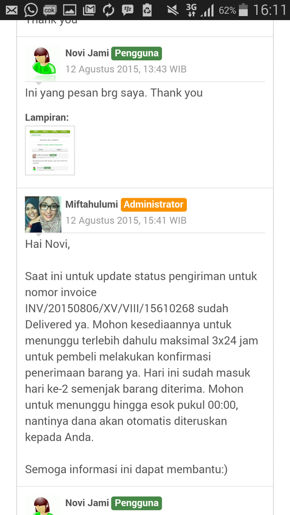 Komplain pelayanan admin tokopedia