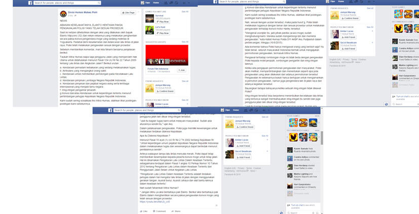 Potensi pelanggaran oleh FB Page DIV HUMAS MABES POLRI