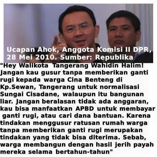 Ahok Rasis: Tuntut Ganti Rugi Warga Se-Etnis, Tolak Ganti Rugi Warga Pribumi