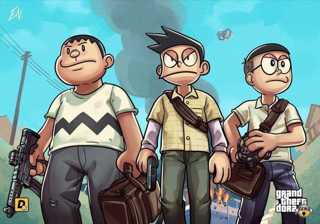 &#91;NGAKAK&#93; Doraemon Jadi Tokoh Anjing di GTA
