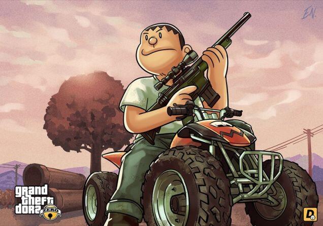 &#91;NGAKAK&#93; Doraemon Jadi Tokoh Anjing di GTA