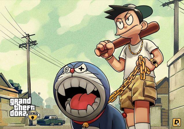 &#91;NGAKAK&#93; Doraemon Jadi Tokoh Anjing di GTA