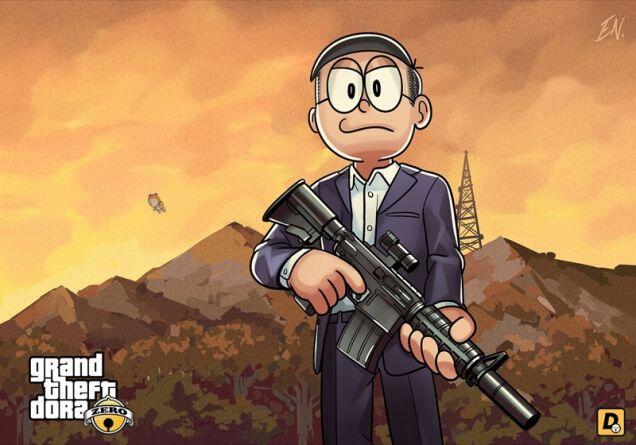 &#91;NGAKAK&#93; Doraemon Jadi Tokoh Anjing di GTA