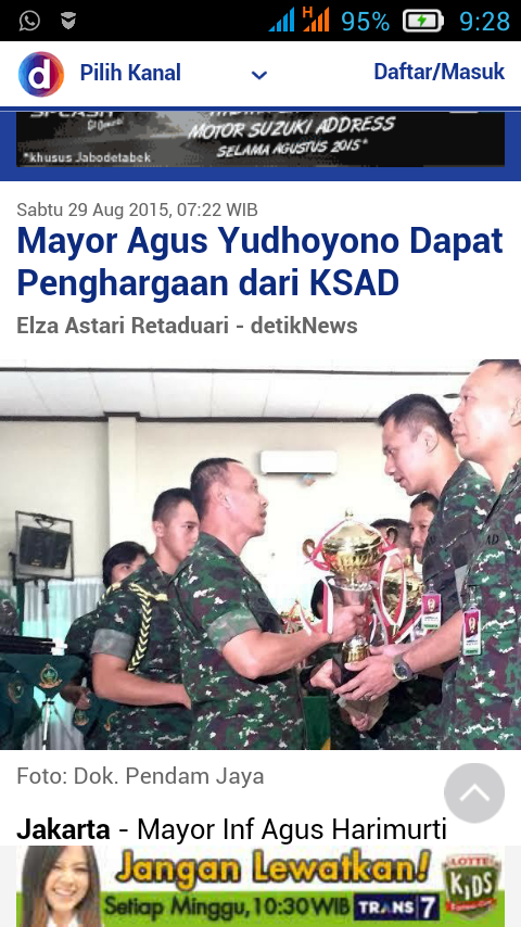 &#91;Presidenku di masa depan) Mayor Agus Yudhoyono Dapat Penghargaan dari KSAD