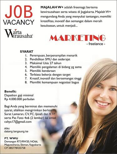 Lowongan Marketing untuk Media Online dan Offlline Yogyakarta
