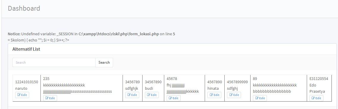 Input Data Pada Tabel Secara Horizontal dengan Batasan Kolom