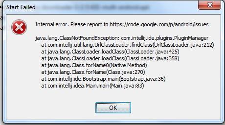 Android Studio, Start Failed