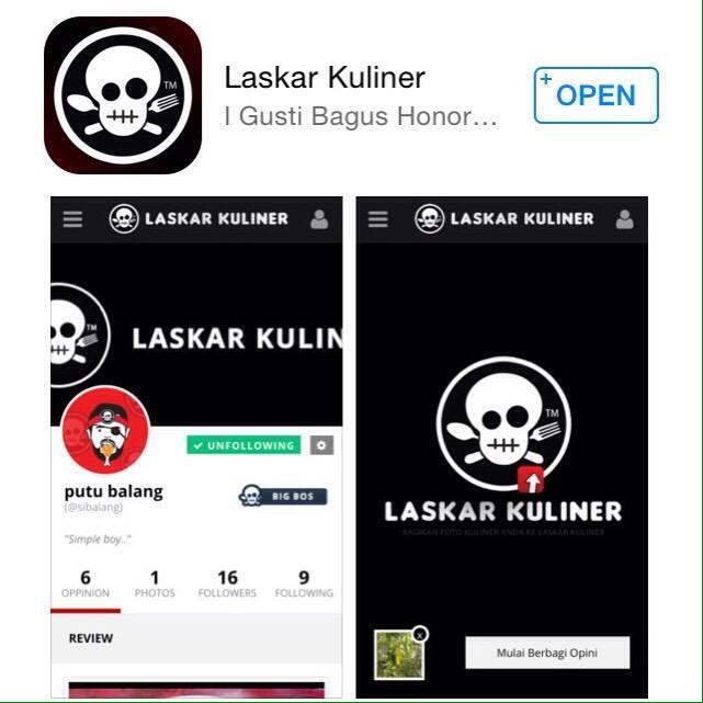 Laskar Kuliner APP buatan nak bali untuk para penggemar kuliner. masuk gan!!