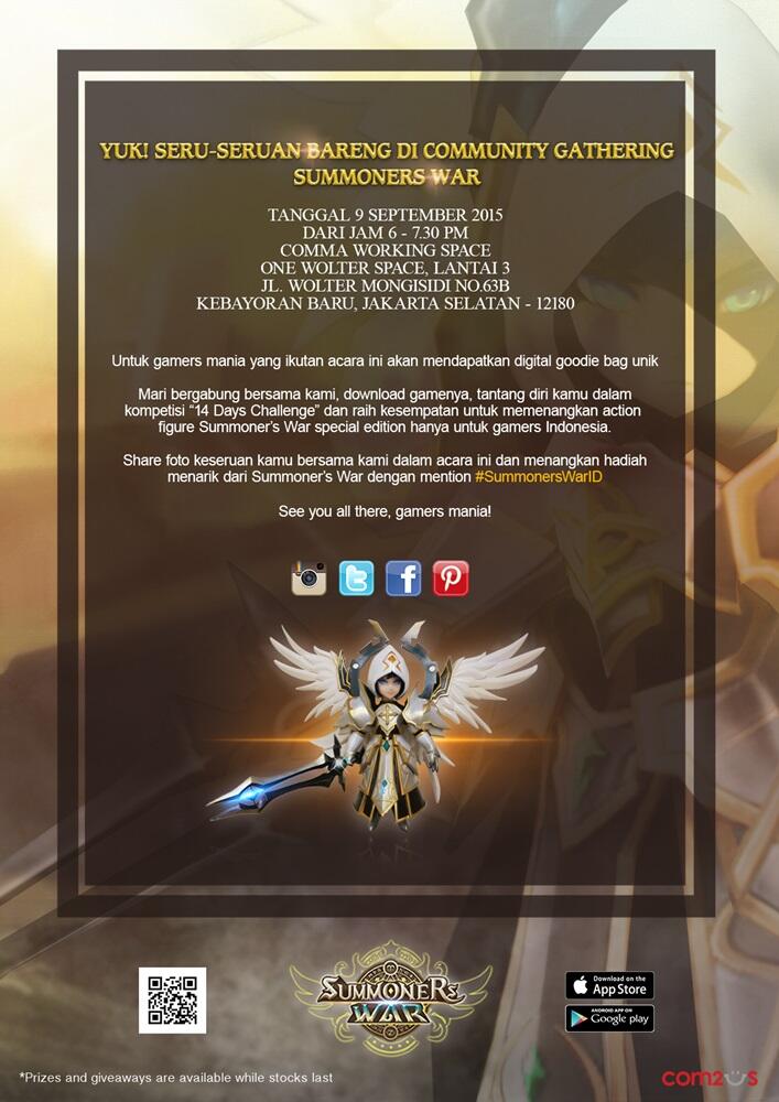 &#91;GATHERING&#93; Summoners War di Comma Coworking Space 9 September 2015!
