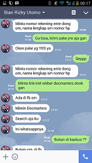 Hati2 terhadap buyer dengan id beerawk, nama di line-nya bian risky utomo