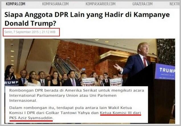 Ketika KOMPAS Salah Sebut Anggota DPR dari PKS Ikut Pertemuan Donald Trump