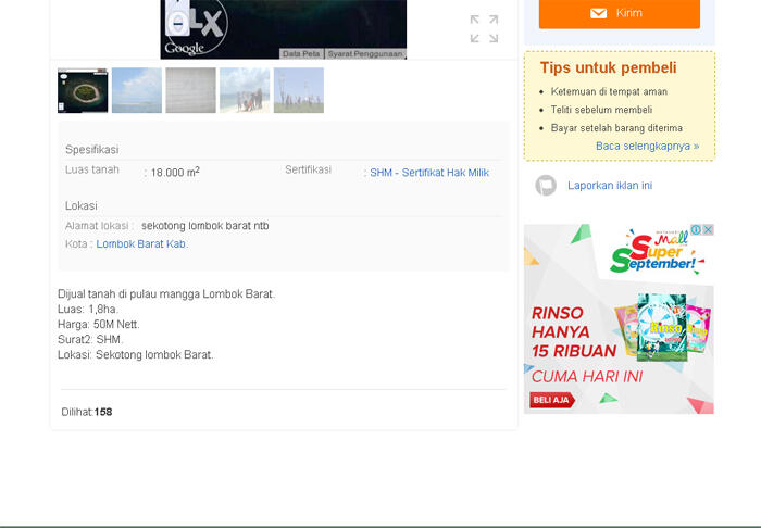 &#91;Hot Info&#93; Pulau Mangga Lombok Dijual di Situs Toko Online