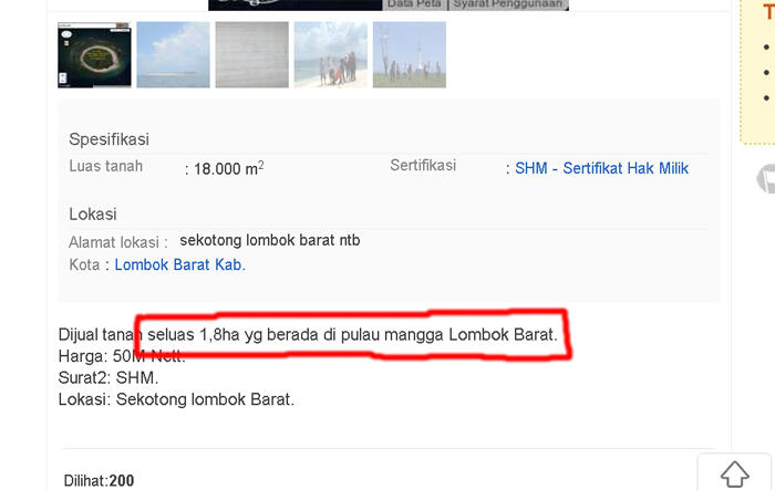 &#91;Hot Info&#93; Pulau Mangga Lombok Dijual di Situs Toko Online