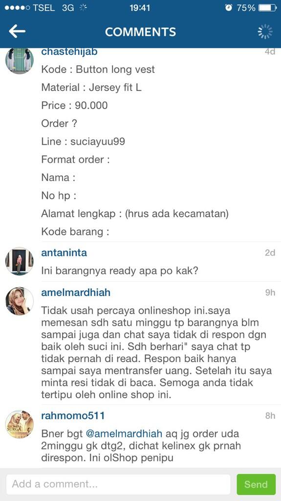 SUCIHIJAB / SUCHIHIJAB / CHASTEHIJAB PENIPU BERKEDOK JUALAN HIJAB DI IG!!!