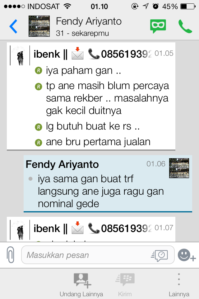 Ane kena tipu i FJB( sama ID : Undi12 atau Fendy Ariyanto )