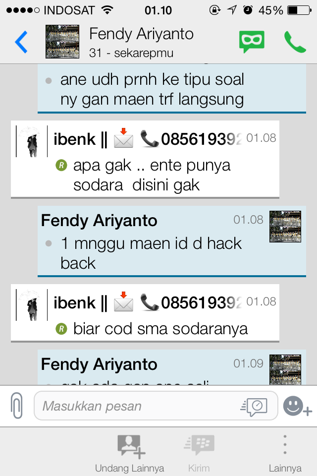 Ane kena tipu i FJB( sama ID : Undi12 atau Fendy Ariyanto )