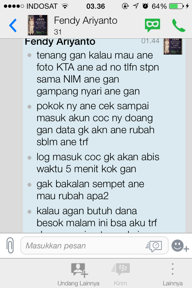 Ane kena tipu i FJB( sama ID : Undi12 atau Fendy Ariyanto )