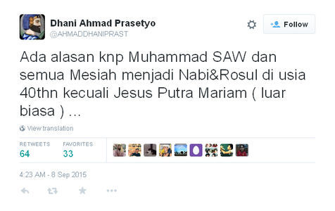 Tweet Ahmad Dhani Tentang Muhammad dan Yesus Bikin Heboh