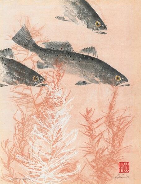 Menggunakan Ikan Mati Untuk Membuat Lukisan 