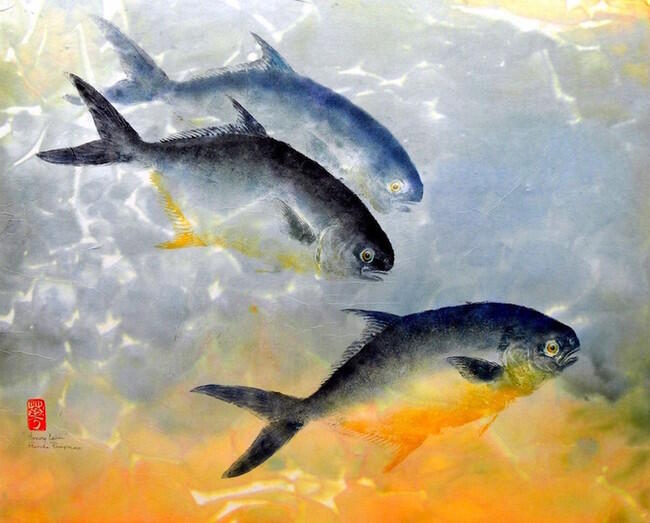Menggunakan Ikan Mati Untuk Membuat Lukisan 
