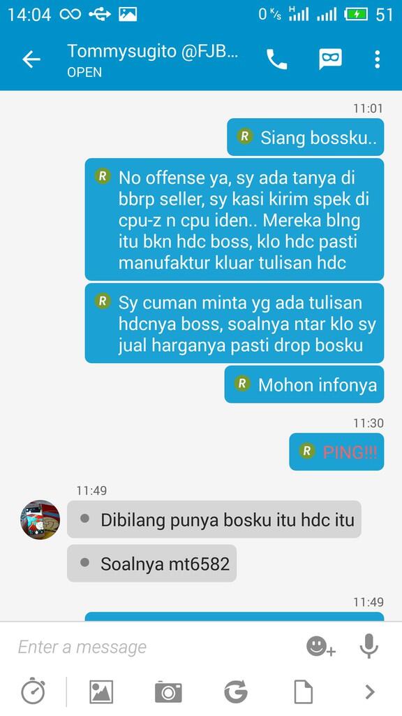 merasa dirugikan oleh Bpk. TOMMYSUGITO mengenai pembelian hp hdc iphone 6..