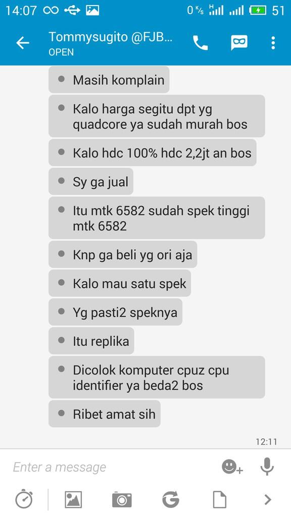 merasa dirugikan oleh Bpk. TOMMYSUGITO mengenai pembelian hp hdc iphone 6..