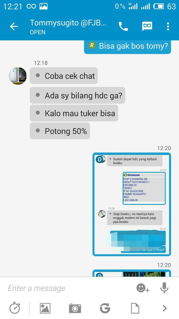 merasa dirugikan oleh Bpk. TOMMYSUGITO mengenai pembelian hp hdc iphone 6..