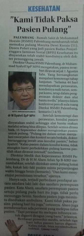 Derita pasien BPJS, diusir RS dalam kondisi Koma &amp; Lumpuh !!!!