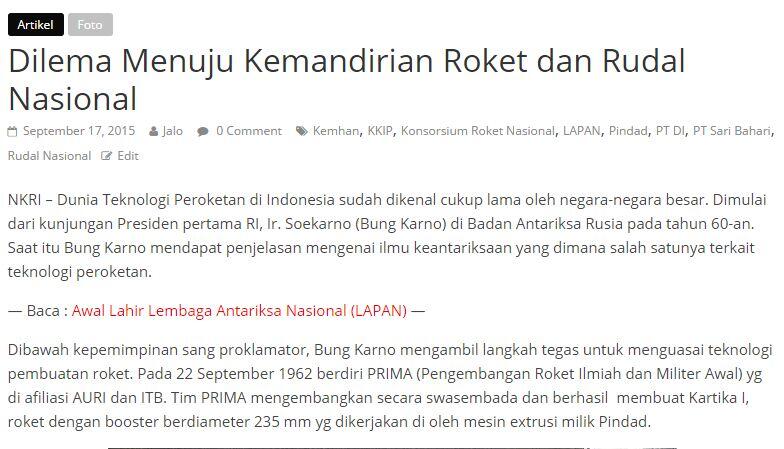 Dilema Menuju Kemandirian Roket dan Rudal Nasional