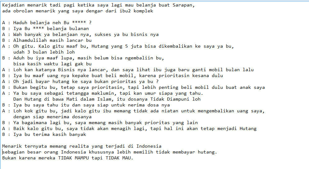 Renungan Hutang Di Pagi Hari