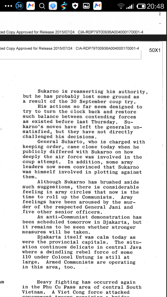 Inilah Memo CIA Soal Peristiwa 30 September 1965