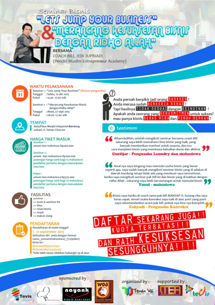 seminar dan coaching bisnis bersama Coach bisnis Bill Jedi Jupriadi