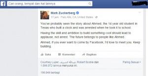 Mark Zuckerberg Berniat Ajak Gabung Pengembang Jam Digital Ahmed Mohammed ke Facebook