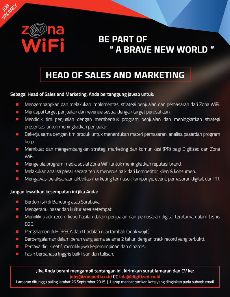 ( BANDUNG DAN SURABAYA) | LOWONGAN KERJA ZONA WIFI 