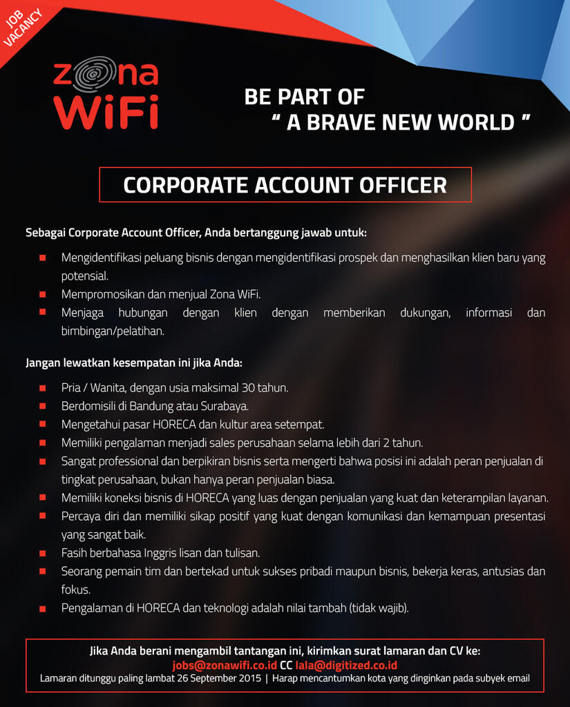 ( BANDUNG DAN SURABAYA) | LOWONGAN KERJA ZONA WIFI 