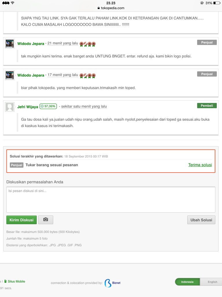 surat terbuka pembelian di tokopedia barang tidak sesuai tapi toped memihak seller